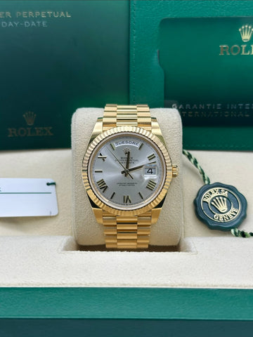 Rolex Day-Date Silver Roman Dial Presidential Bracelet 228238