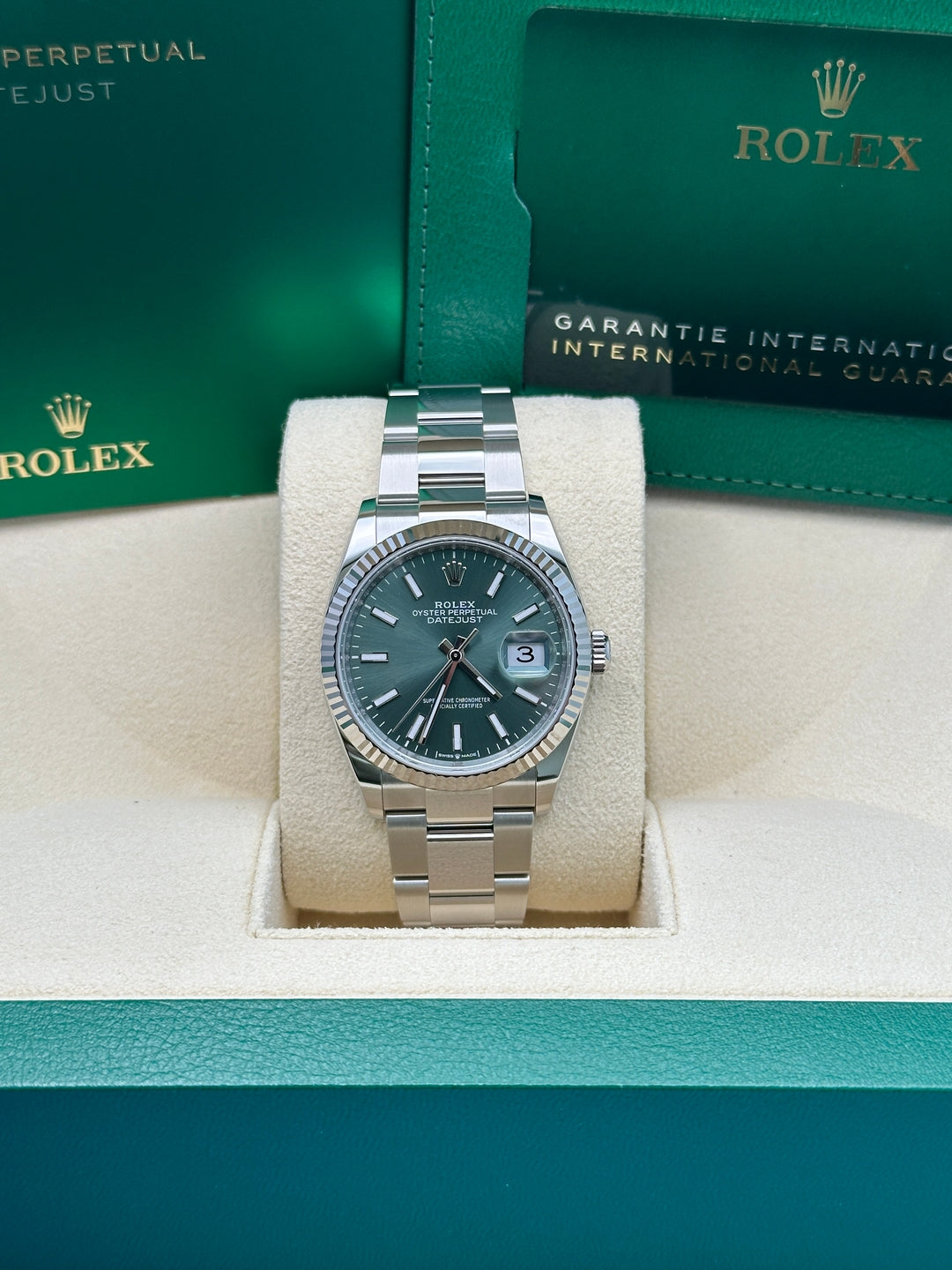 Rolex White Rolesor Datejust 36  - Mint Green Index Dial - Oyster Bracelet - 126234