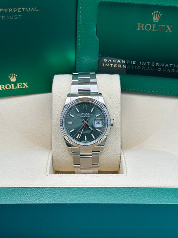 Rolex White Rolesor Datejust 36  - Mint Green Index Dial - Oyster Bracelet - 126234