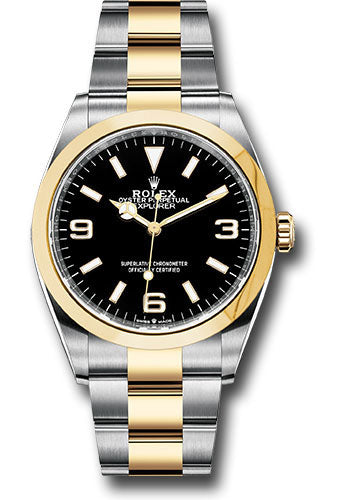 Rolex Two Tone Oyster Perpetual Explorer - Black Dial - Oyster Steel and Yellow Gold Bracelet - 124273
