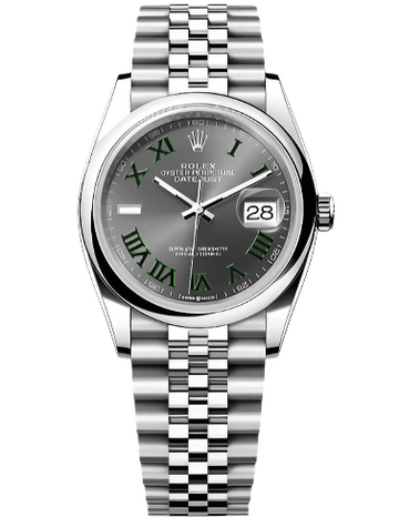 Rolex Oystersteel Datejust 36 Watch - Domed Bezel - Wimbledon Dial - Jubilee Bracelet - 126200 wimjub