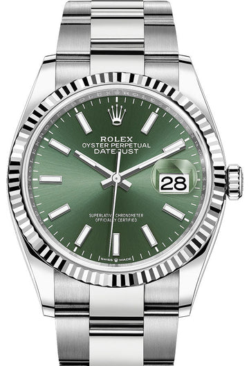 Rolex White Rolesor Datejust 36  - Mint Green Index Dial - Oyster Bracelet - 126234