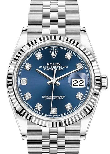 Rolex Steel Datejust 36  - Blue Diamond Dial - Jubilee Bracelet - 126234 bldo