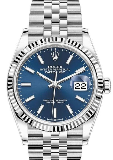 Rolex Steel Datejust 36  - Blue Index Dial - Jubilee Bracelet - 126234 blij