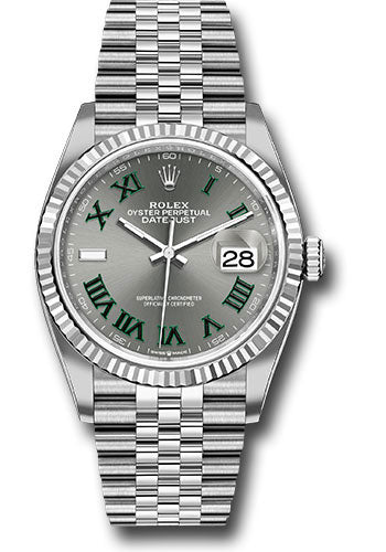 Rolex White Rolesor Datejust 36 Watch - Fluted Bezel - Slate Roman Dial - Jubilee Bracelet - 126234