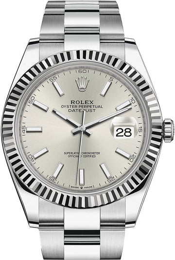 Rolex Steel and White Gold Rolesor Datejust 41  - Silver Index Dial - Oyster Bracelet - 126334 sio