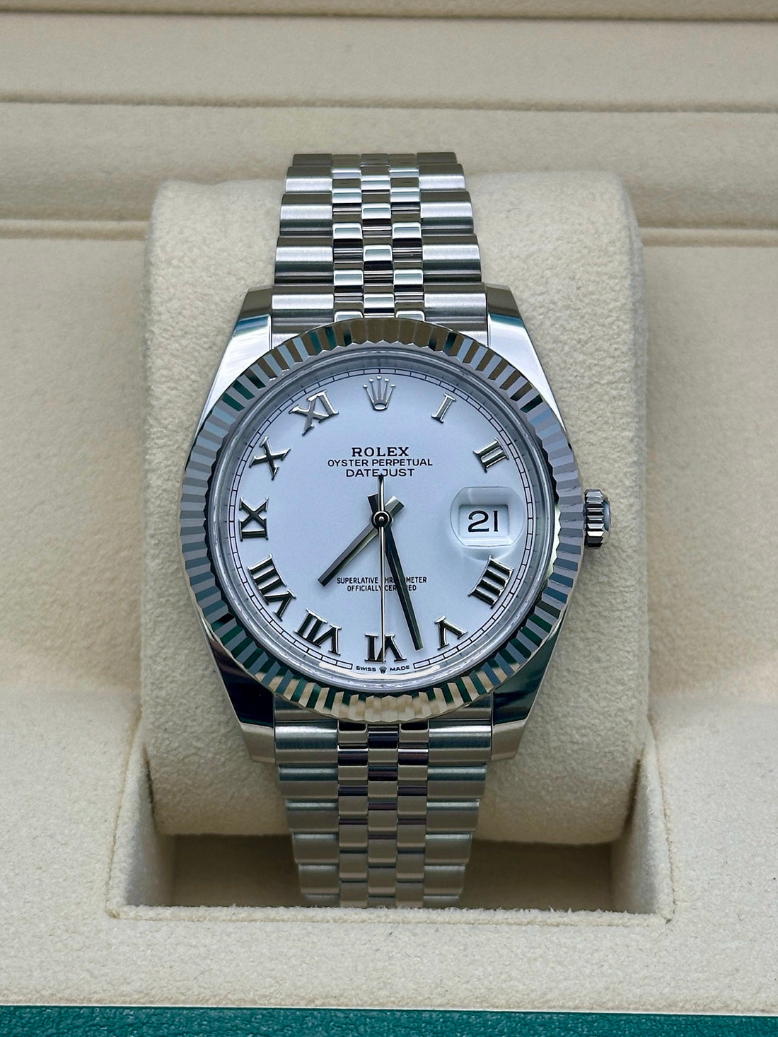 Rolex Datejust 41 126334, 2024, white Roman dial, Jubilee bracelet