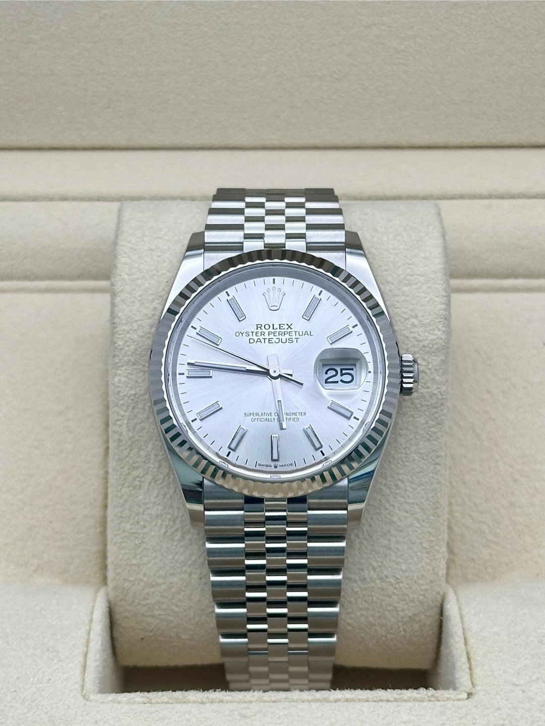 Rolex Datejust 36 126234, 2024, silver index dial, Jubilee bracelet