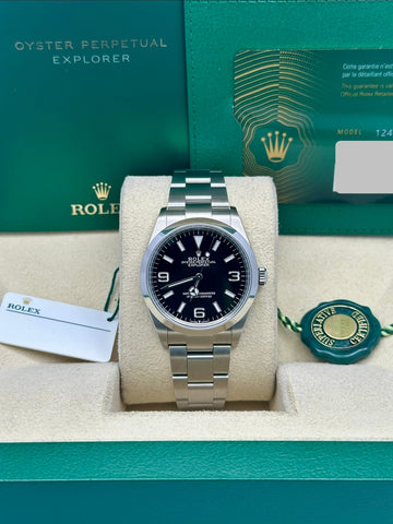 Rolex Explorer 124270, 2024, black dial, Oyster bracelet