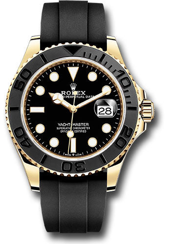 Rolex Yellow Gold Yacht-Master 42 Watch - Black Dial - Oysterflex Strap - 226658