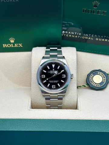 Rolex Stainless Steel Oyster Perpetual Explorer - Black Dial - Oyster Bracelet - 124270
