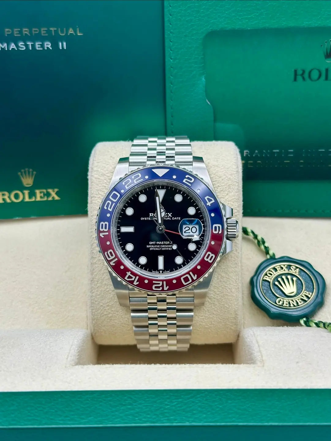 Rolex GMT-Master II 40 Pepsi 126710BLRO, 2023, black dial, Jubilee bracelet