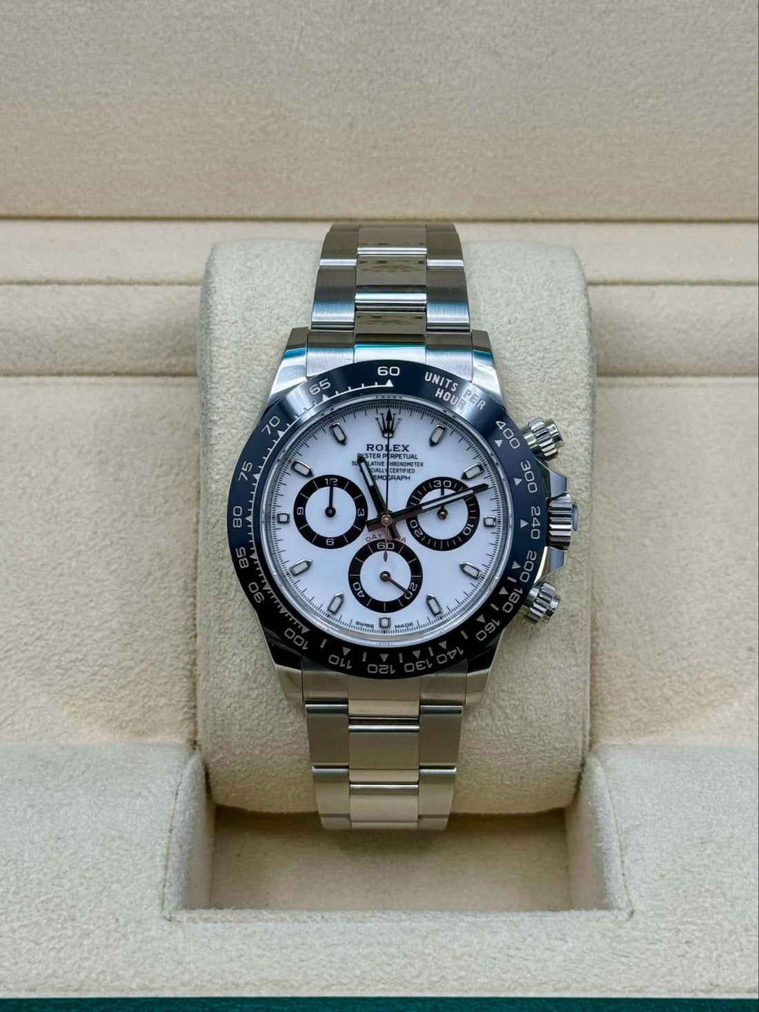 Rolex Daytona 40 116500LN, 2020, white panda index dial, Oyster bracelet