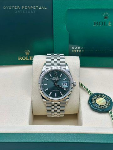 Rolex Datejust Mint Green Dial Jubilee Bracelet 126234
