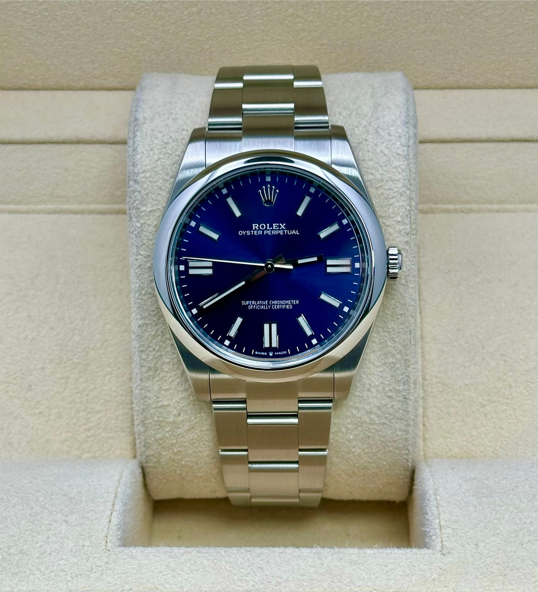 Rolex Oyster Perpetual 41 124300, 2023, blue dial, Oyster bracelet
