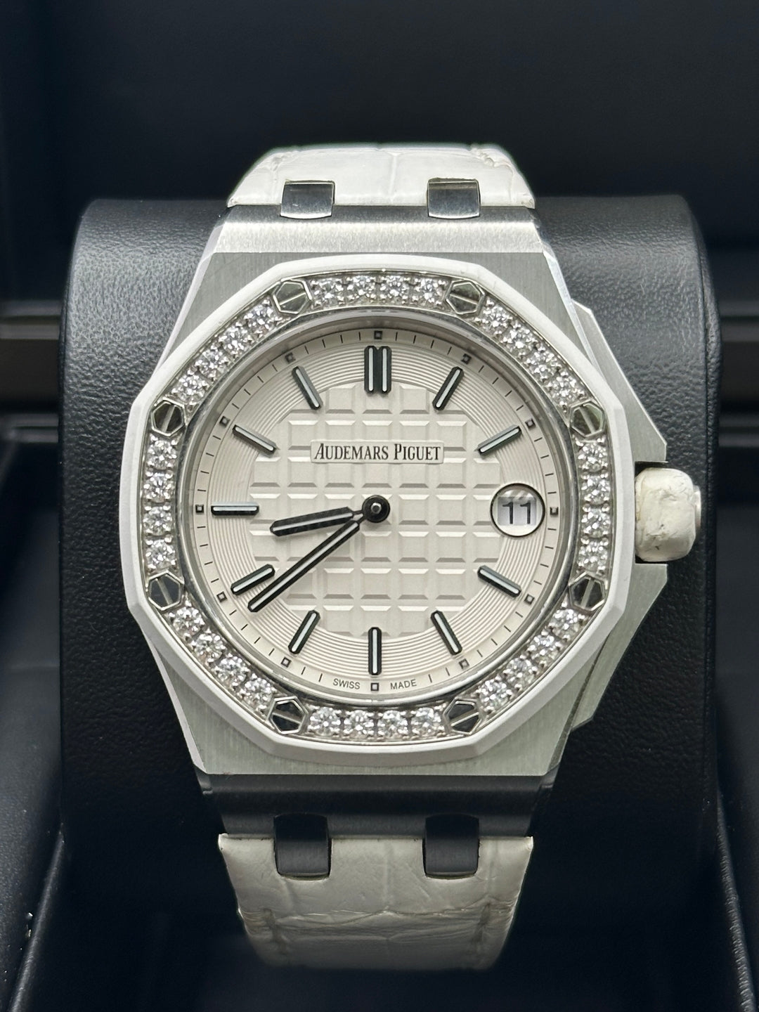 Audemars Royal Oak Piguet White Dial Leather Strap 67540SK