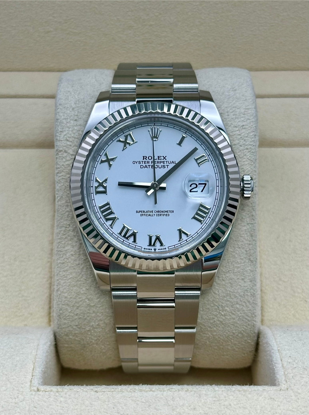 Rolex Datejust 41 126334, 2021, white Roman dial, Oyster bracelet