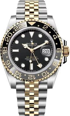 ROLEX GMT-Master II Black Dial Steel 18kt Yellow Gold