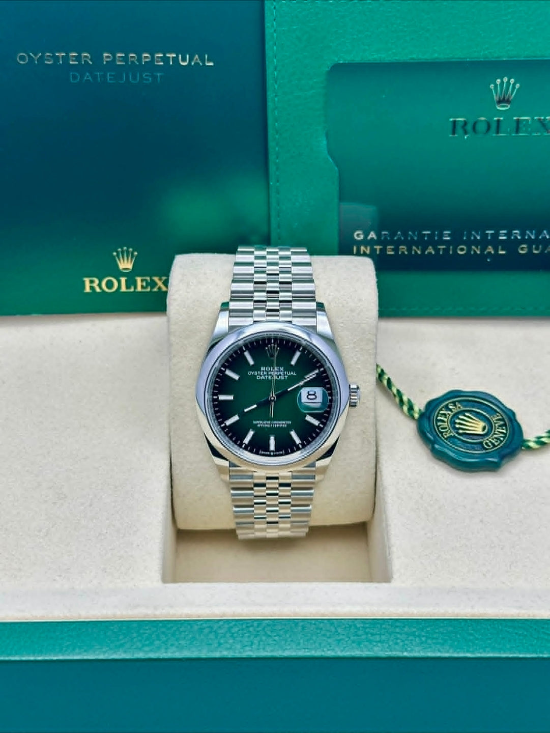 Rolex White Rolesor Datejust 36  - Green Ombré Dial - Jubilee Bracelet - 126200