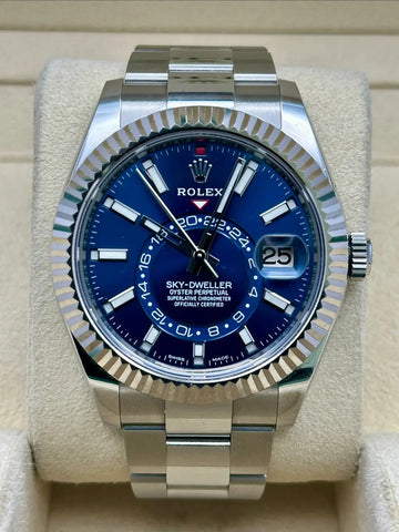 Rolex White Rolesor Sky-Dweller  - Blue Index Dial - Oyster Bracelet - 326934 bl
