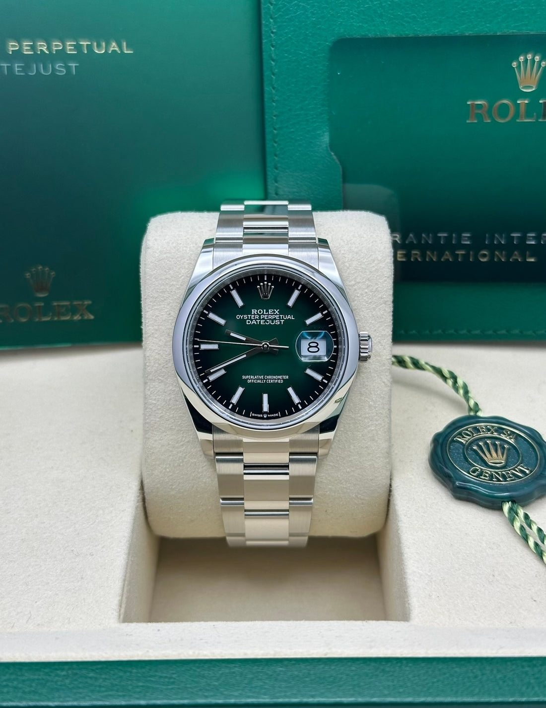 Rolex White Rolesor Datejust 36  - Green Ombré Dial - Oyster Bracelet - 126200