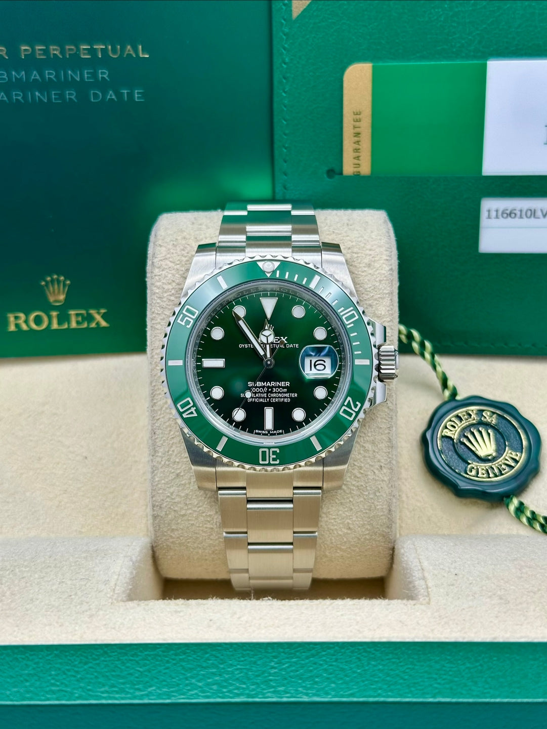 Rolex Submariner Hulk 116610LV, 2020, green dial, Oyster bracelet