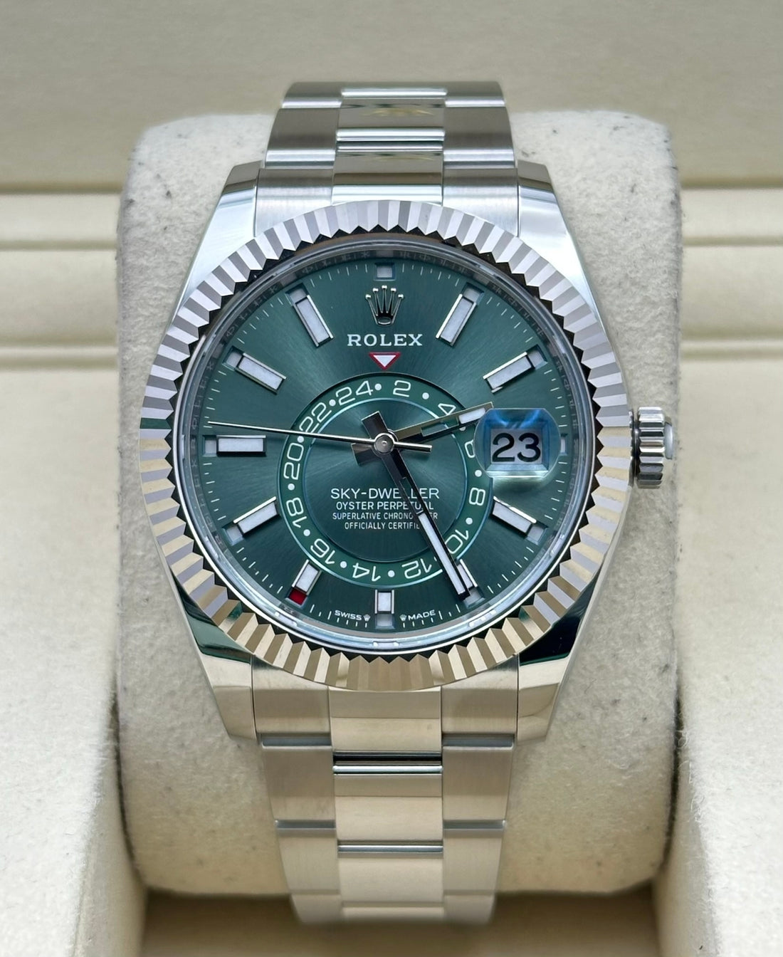 Rolex Sky-Dweller 336934, 2026, green dial, Oyster bracelet