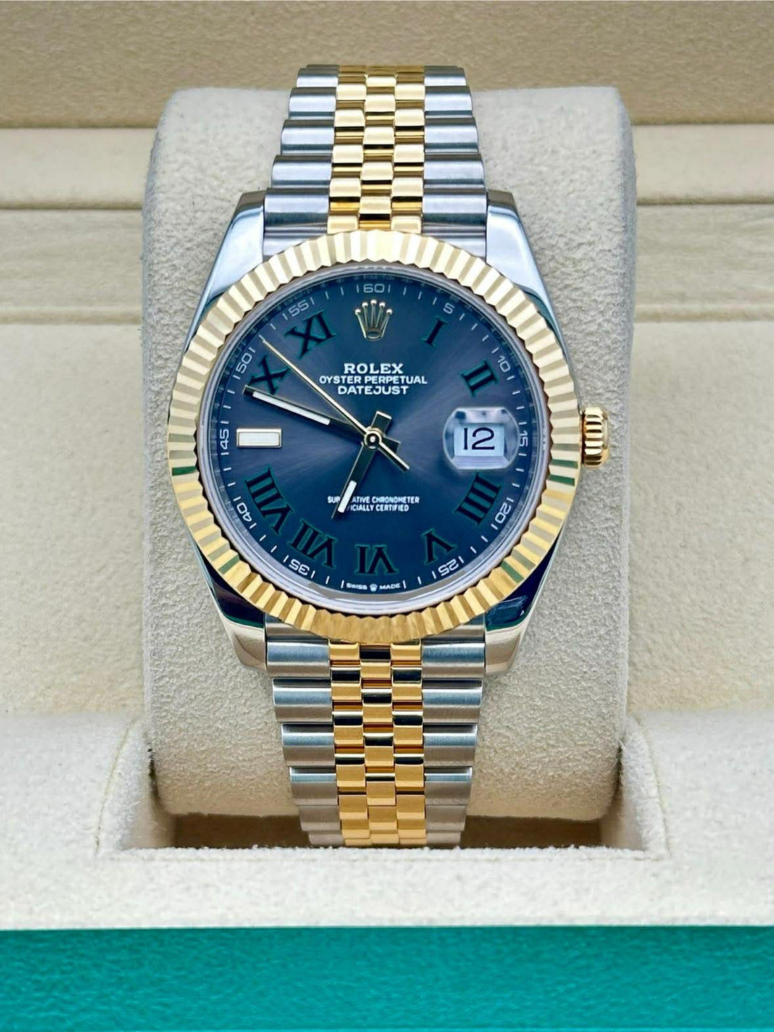 Rolex Datejust 41 126333, 2024, slate green Roman dial, Jubilee bracelet