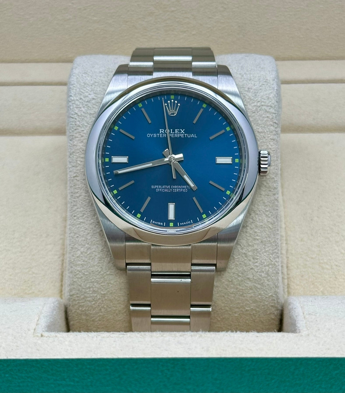 Rolex Oyster Perpetual 114300, 2016, blue dial, Oyster bracelet