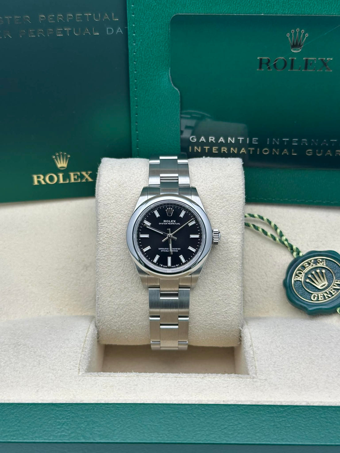 Rolex Oyster Perpetual 28 Watch - Domed Bezel - Black Index Dial - Oyster Bracelet - 276200 bkio