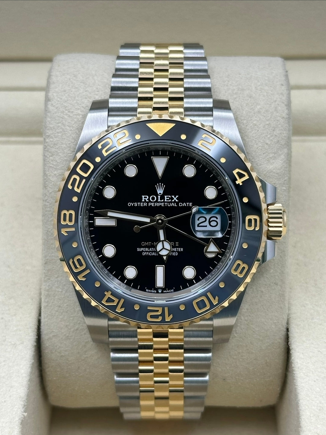 Rolex GMT-Master II 126713GRNR, 2025, black dial, Jubilee bracelet