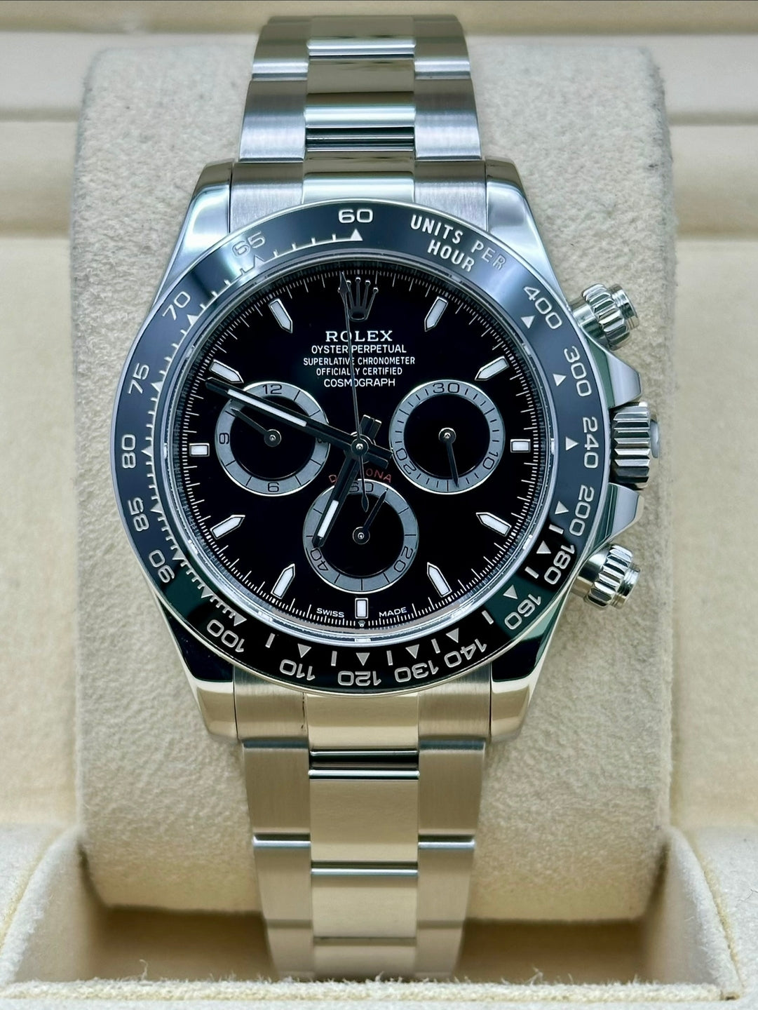 Rolex Daytona 126500LN, 2025, black dial, Oyster bracelet