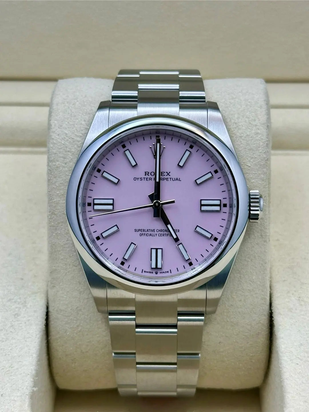 Rolex Oyster Perpetual 41 134300, 2025, pink dial, Oyster bracelet