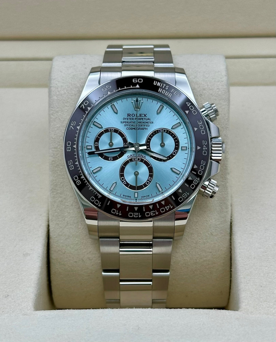 Rolex Cosmograph Daytona Platona Ice Blue Sticks Dial Oyster Bracelet 126506