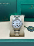 Rolex Datejust 126200 with white Roman dial and Oyster bracelet