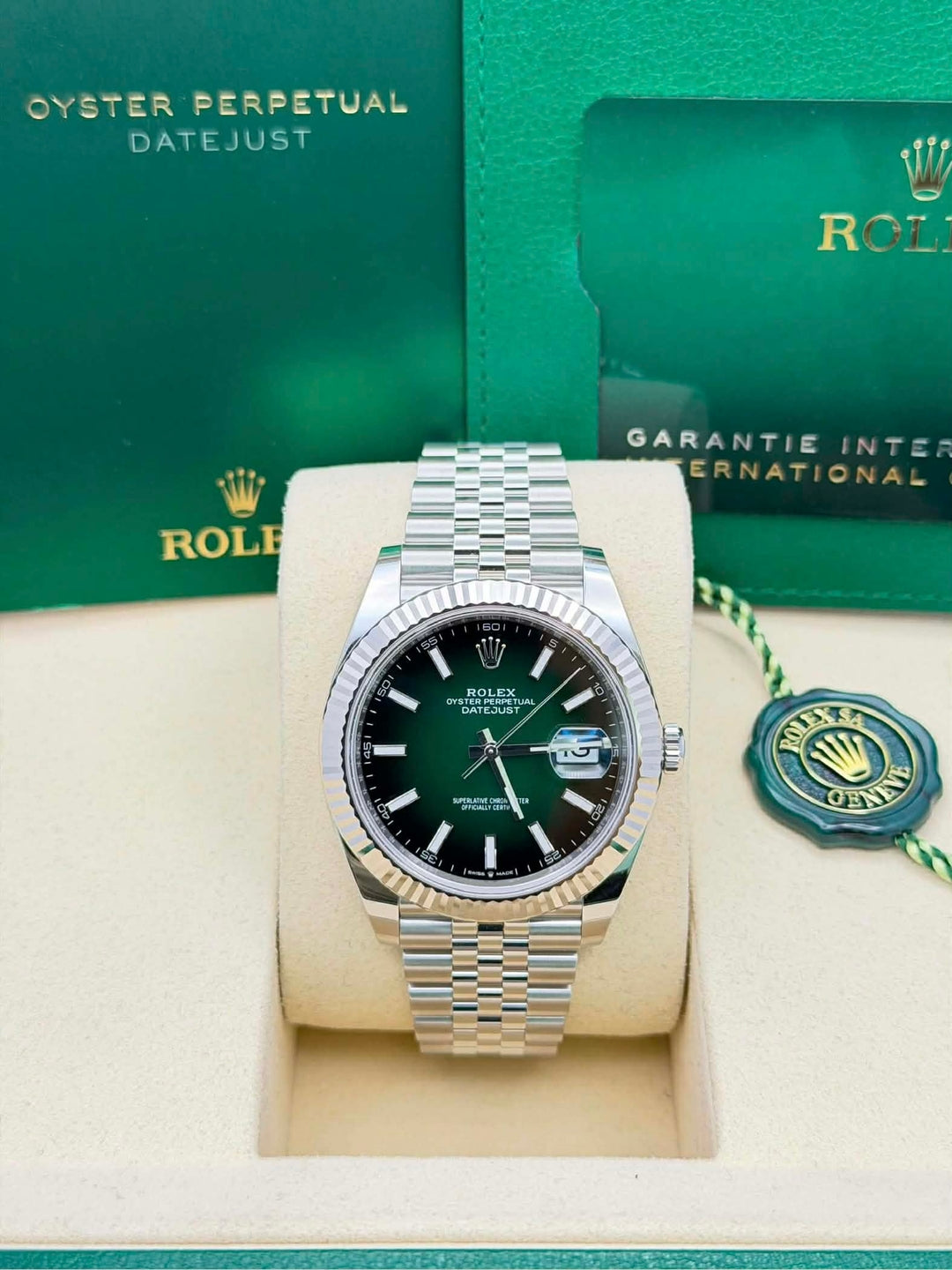 Rolex Steel and White Gold Rolesor Datejust 41  - Green Ombré Dial - Jubilee Bracelet - 126334