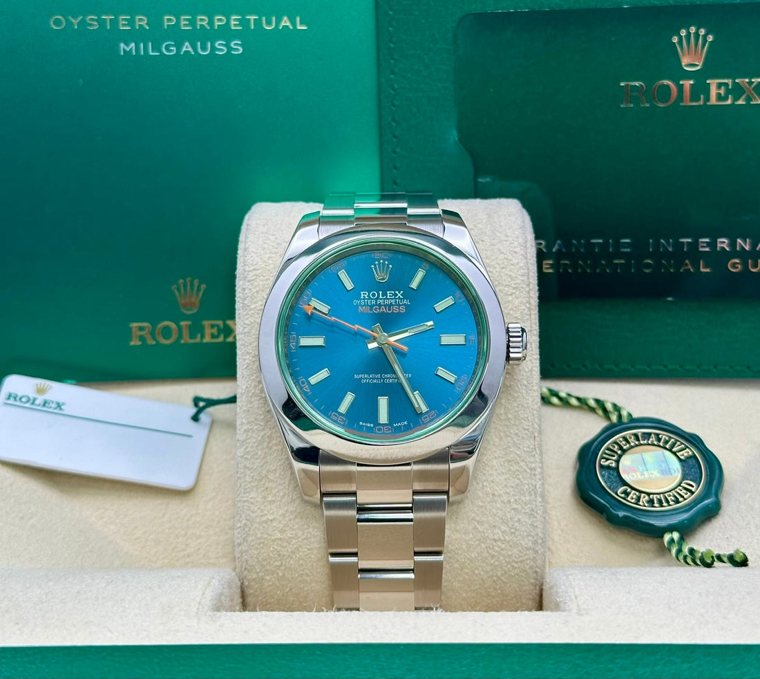 Rolex Milgauss 116400GV, 2021, blue dial, Oyster bracelet