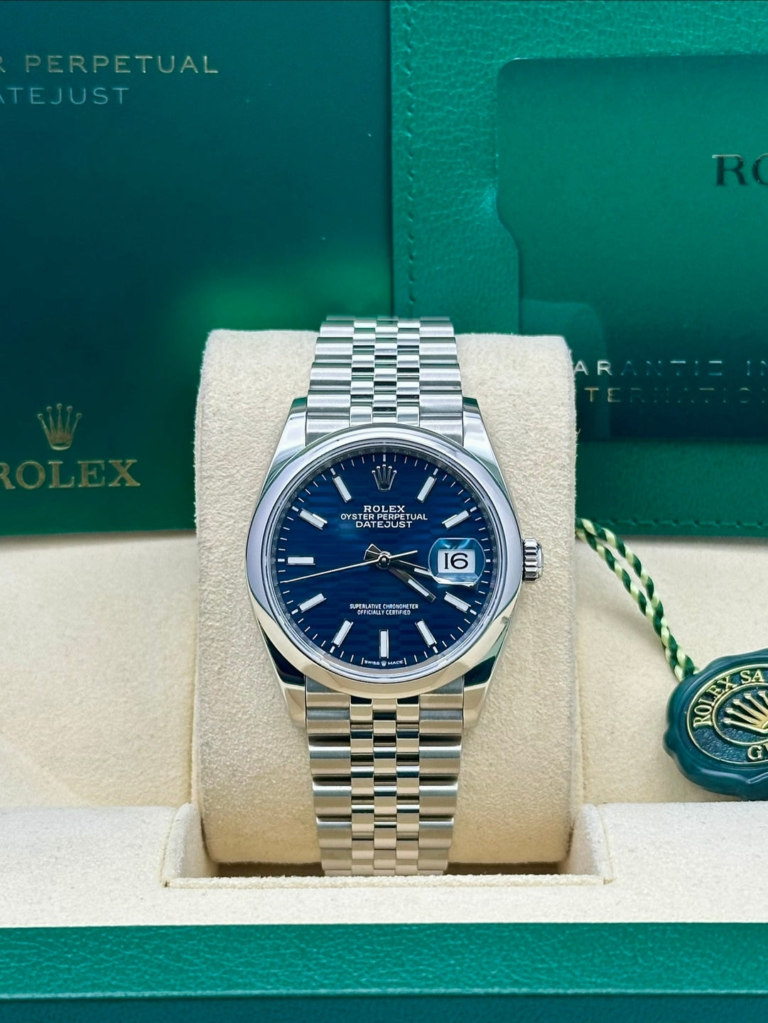 Rolex Datejust 36 126200, 2022, blue motif dial, Jubilee bracelet