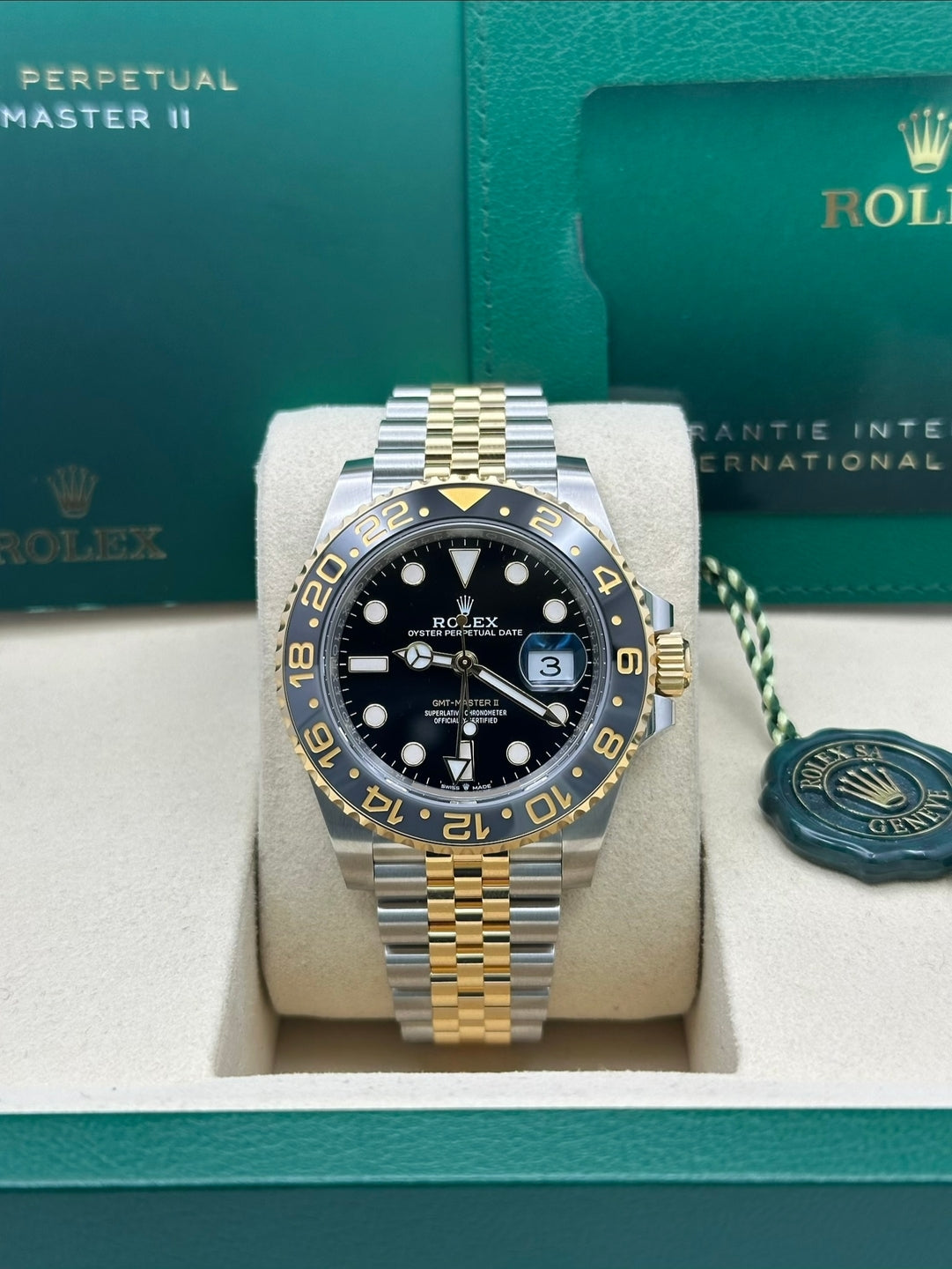 Rolex GMT-Master II 126713GRNR, 2026, black dial, Jubilee bracelet