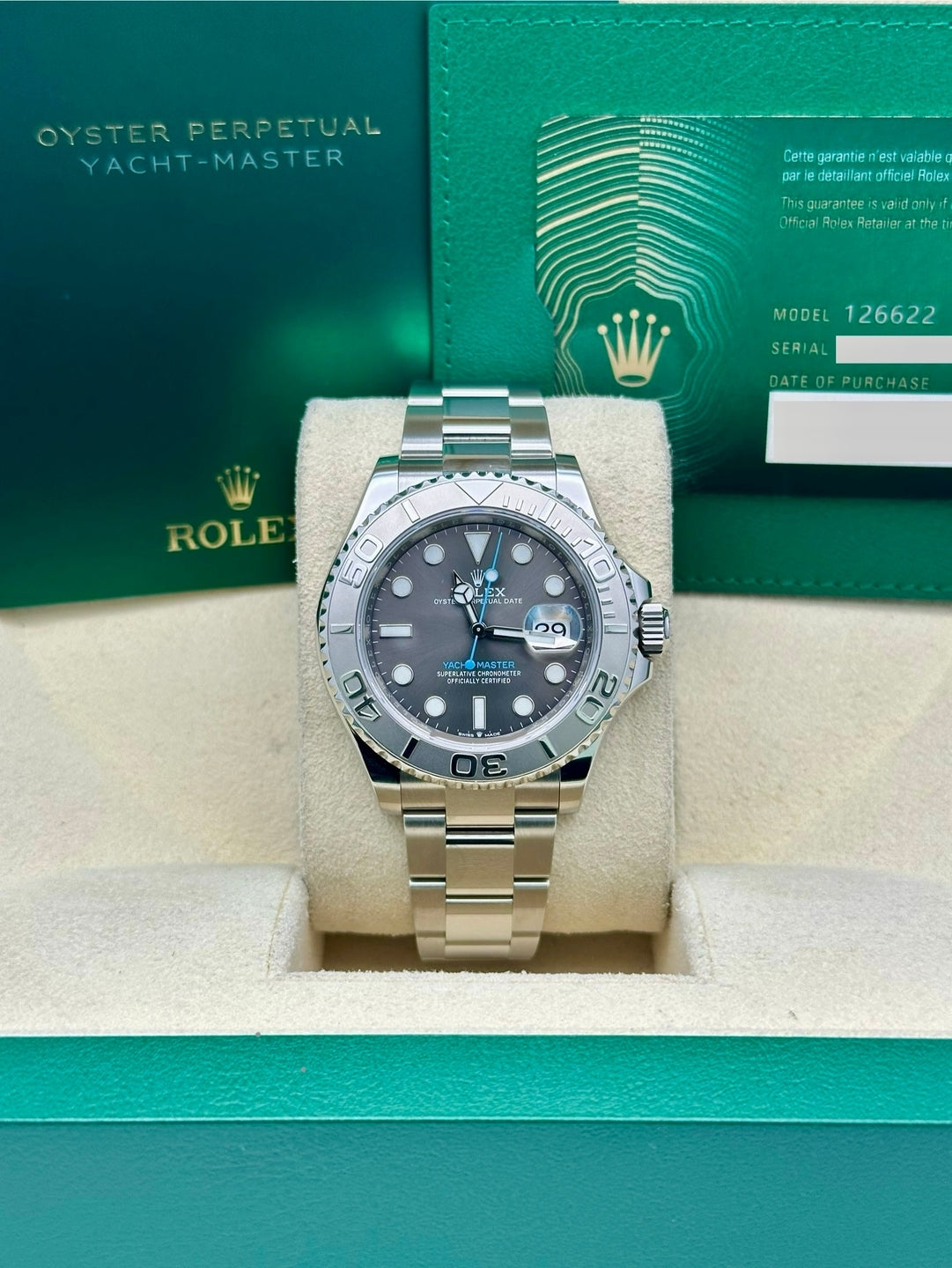 Rolex Yacht-Master 126622, 2025, rhodium dial, Oyster bracelet