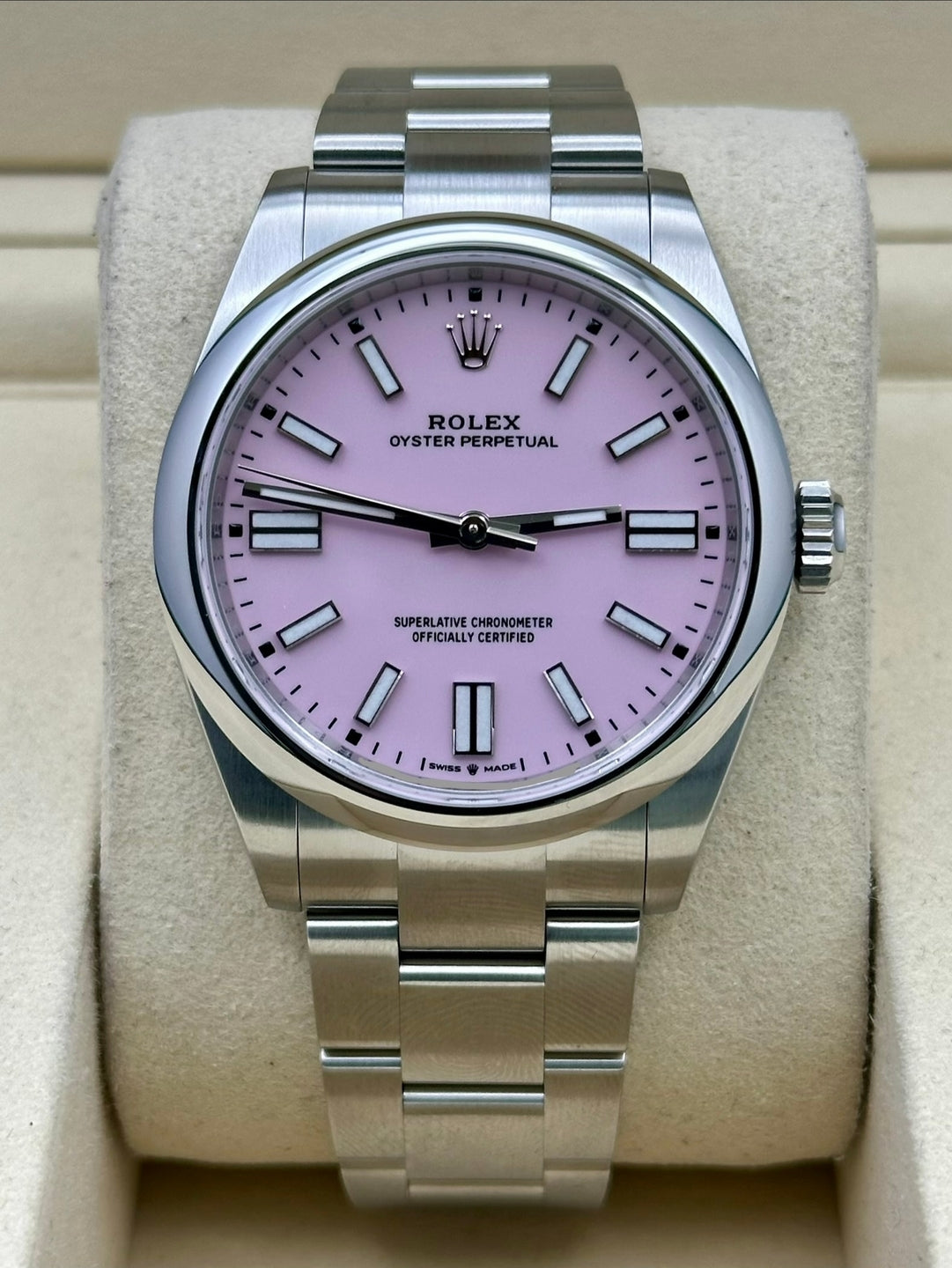Rolex Oyster Perpetual 134300, 2026, candy pink dial, Oyster bracelet