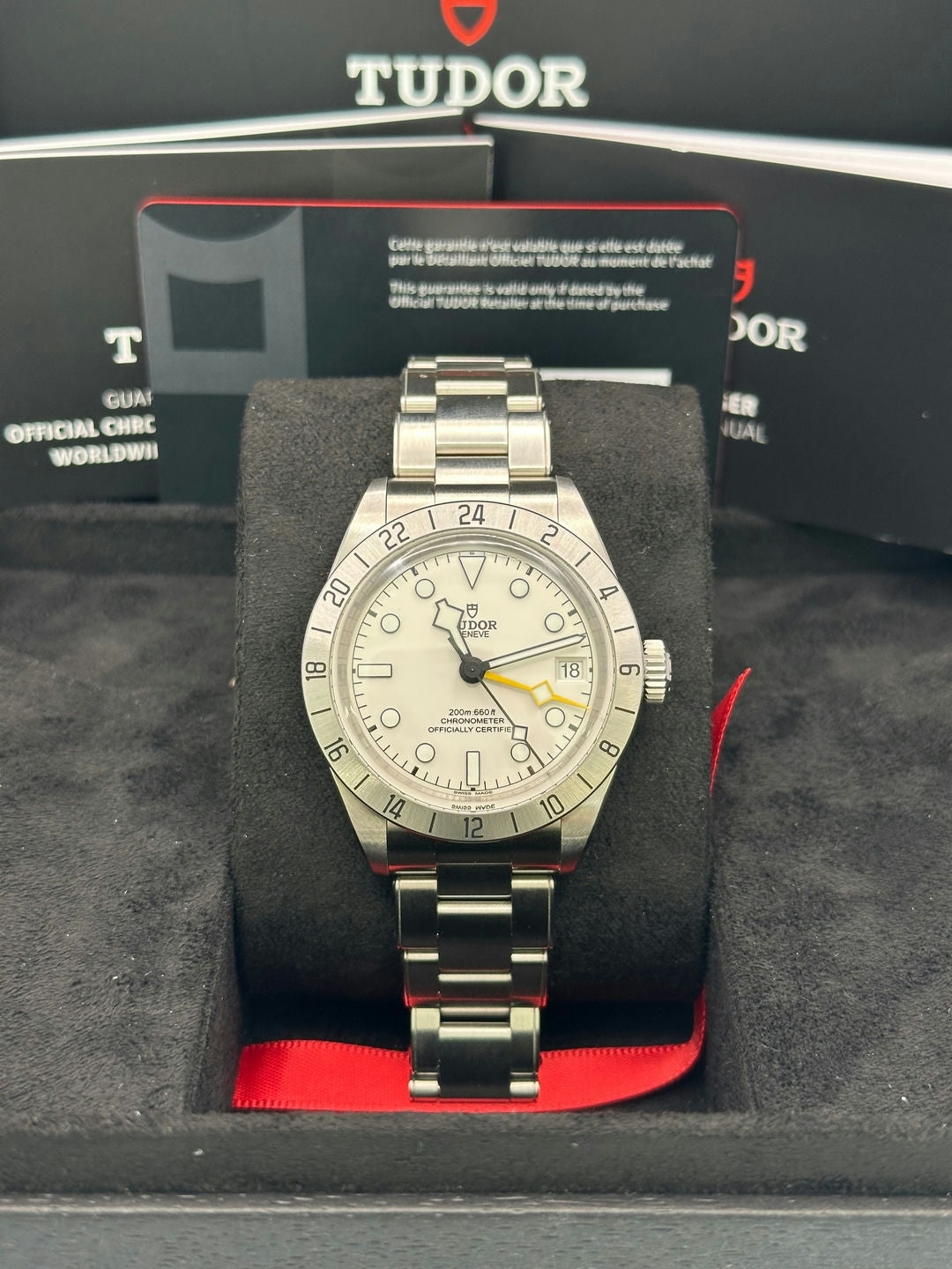 Tudor Black Bay 79470 with white dial and Oyster bracelet