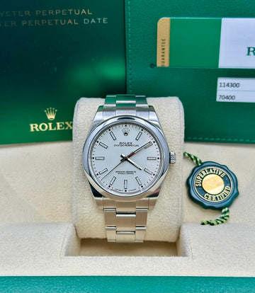 Rolex Oyster Perpetual White Dial Oyster Bracelet 114300