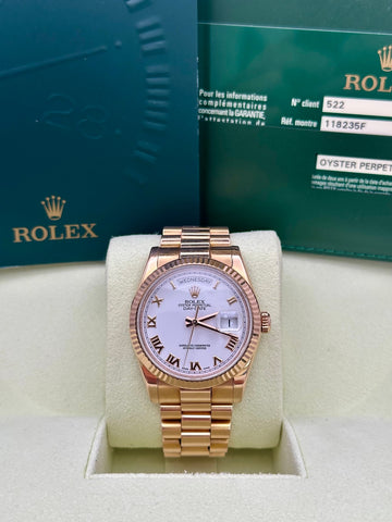 Rolex Day Date White Dial Presidential Bracelet 118235F