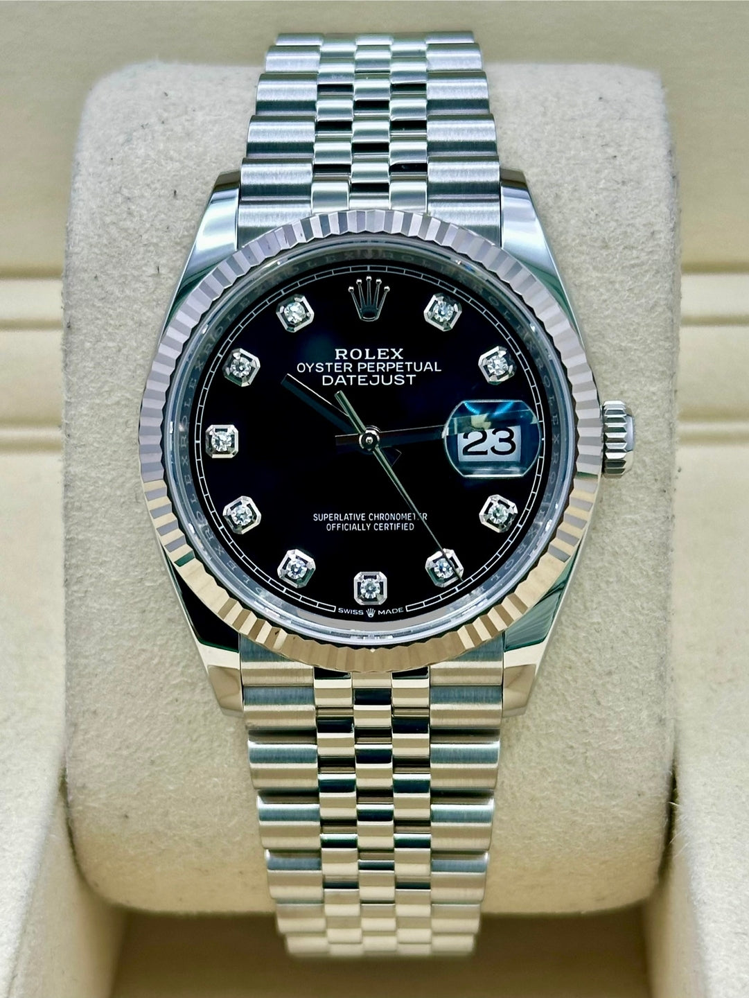 Rolex Datejust 36 126234, 2025, black diamonds dial, Jubilee bracelet