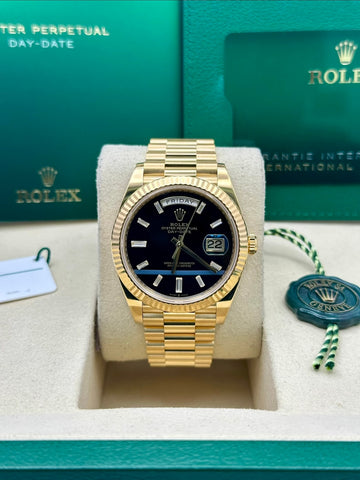 Rolex Day-Date Onyx Dial Presidential Bracelet 228238