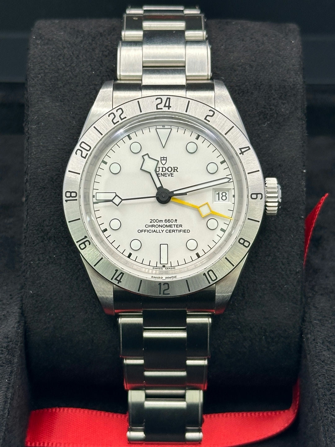 Tudor Black Bay 79470 with white dial and Oyster bracelet