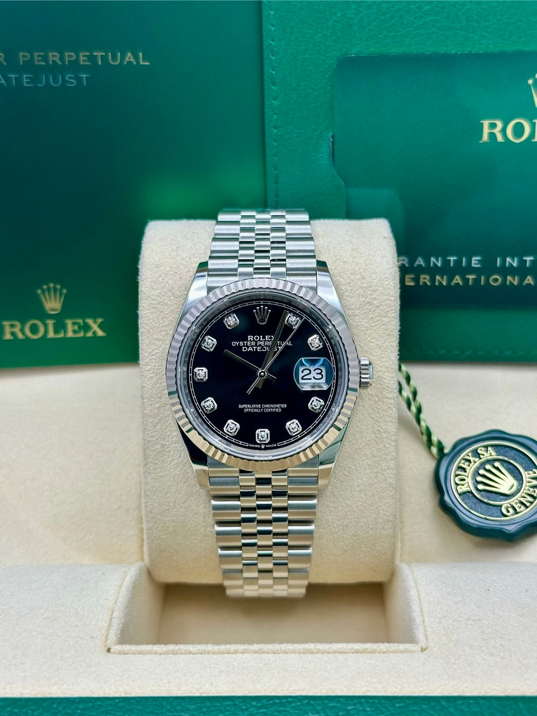 Rolex Steel Datejust 36  - Black Diamond Dial - Jubilee Bracelet - 126234 bkdj