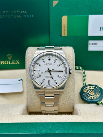 Rolex Oyster Perpetual White Dial Oyster Bracelet 114300