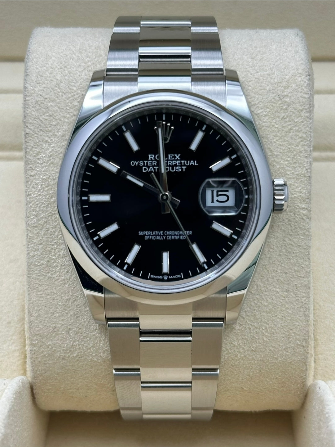 Rolex Datejust 36 126200, 2024, black index dial, Oyster bracelet